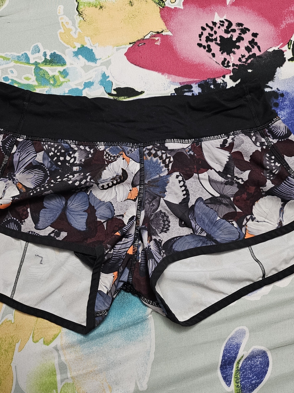 lululemon athletica Black Butterfly-Print Athletic Shorts
